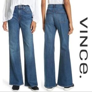 Vince Wide Leg Flare Jeans Women's Size 27 Blue Denim Made in USA